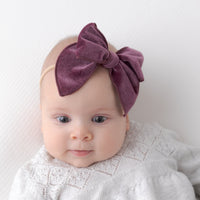 Fable Velvet Bow Headband - Rose Wine