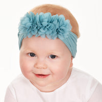 Trio Flower Headband - Capri Blue