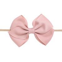 Ella Grosgrain Bow Nylon Headband - Blush