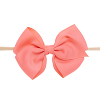 Ella Grosgrain Bow Nylon Headband - Coral