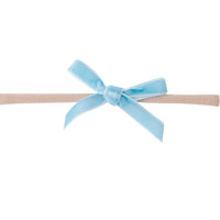 EVIE Velvet MINI Bow on Skinny Nylon Headband - Sky