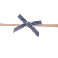 EVIE Velvet MINI Bow on Skinny Nylon Headband - Vintage Grey