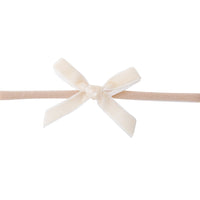 EVIE Velvet MINI Bow on Skinny Nylon Headband - Creme Brulee