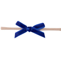 EVIE Velvet MINI Bow on Skinny Nylon Headband - Royal