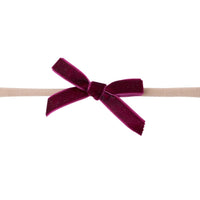 EVIE Velvet MINI Bow on Skinny Nylon Headband - Cranberry
