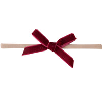 EVIE Velvet MINI Bow on Skinny Nylon Headband - Winter Berry