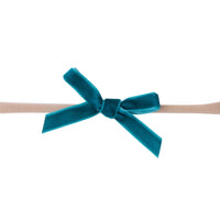EVIE Velvet MINI Bow on Skinny Nylon Headband - Caribbean Blue