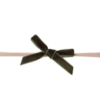 EVIE Velvet MINI Bow on Skinny Nylon Headband - Seaweed
