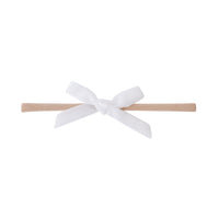 EVIE Velvet MINI Bow on Skinny Nylon Headband - White