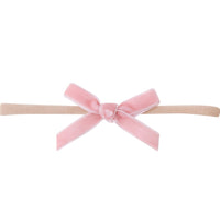 EVIE Velvet MINI Bow on Skinny Nylon Headband - Frosted Pink