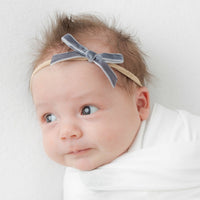 EVIE Velvet Mini Bow - Silver Grey