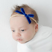 EVIE Velvet MINI Bow on Skinny Nylon Headband - Royal
