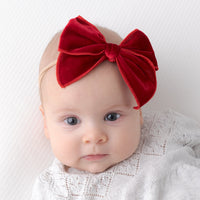Fable Velvet Bow Headband - Red