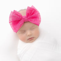 Polka Dots Tulle Nylon Headwrap - Pink Yarrow