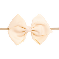 Ella Grosgrain Bow Nylon Headband - Ivory