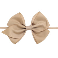 Ella Grosgrain Bow Nylon Headband - Latte