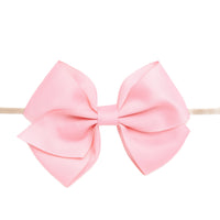 Ella Grosgrain Bow Nylon Headband - Peony Pink