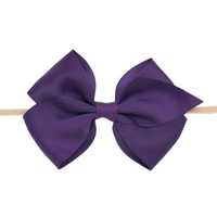 Ella Grosgrain Bow Nylon Headband - Plum
