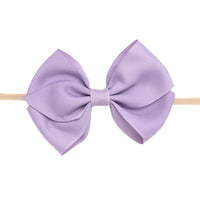 Ella Grosgrain Bow Nylon Headband - Purple Grey