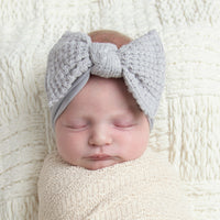 Ari Waffle Bow Headwrap - Pearl Grey