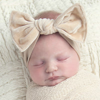 Kate Velvet Bow Headwrap - Creme Brulee