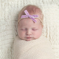 EVIE Velvet MINI Bow on Skinny Nylon Headband - Lilac