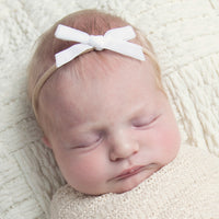EVIE Velvet MINI Bow on Skinny Nylon Headband - White