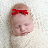 EVIE Velvet MINI Bow on Skinny Nylon Headband - Red
