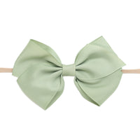 Ella Grosgrain Bow Nylon Headband - Sage