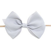Ella Grosgrain Bow Nylon Headband - Silver