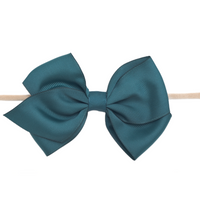 Ella Grosgrain Bow Nylon Headband - Spruce