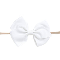 Ella Grosgrain Bow Nylon Headband - White