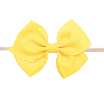 Ella Grosgrain Bow Nylon Headband - Yellow