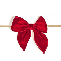 Fable Velvet Bow Headband - Ruby