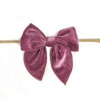 Fable Velvet Bow Headband - Rose Wine