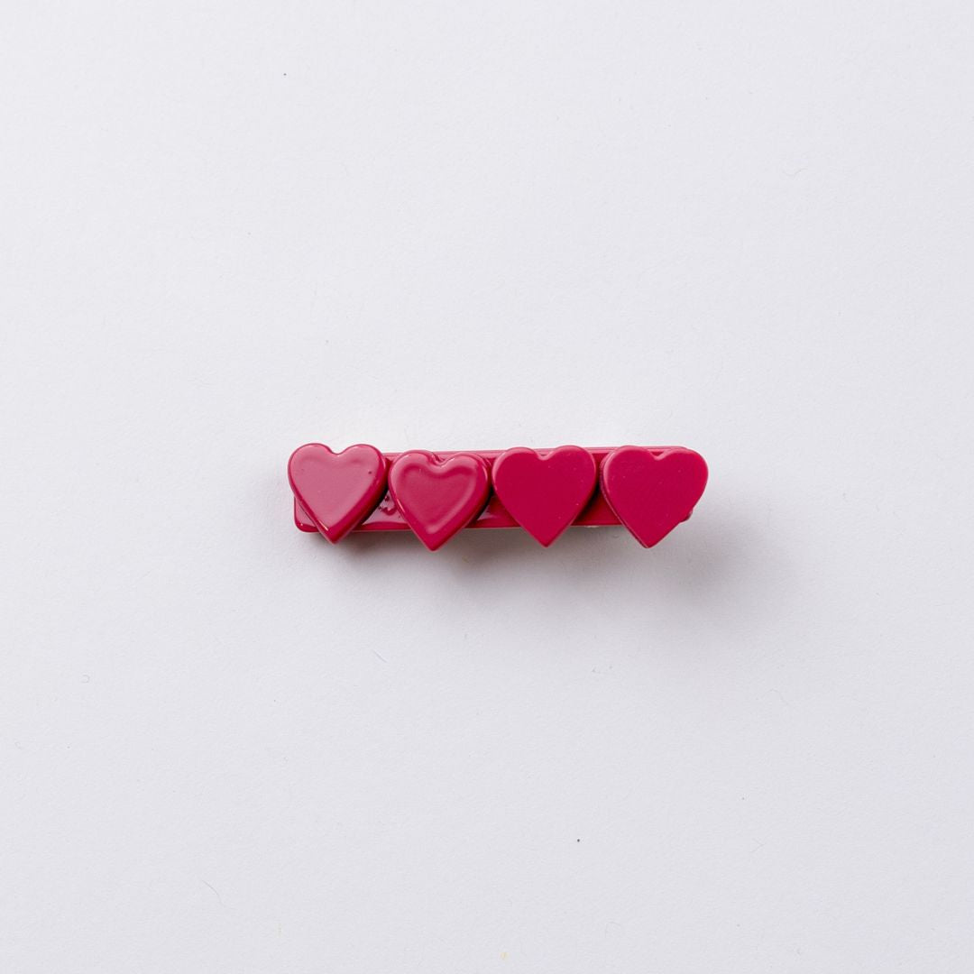 4 Heart Bar Acrylic Hair Clip - 28 Solid Colors