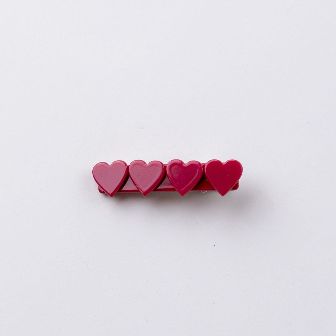 4 Heart Bar Acrylic Hair Clip - 28 Solid Colors