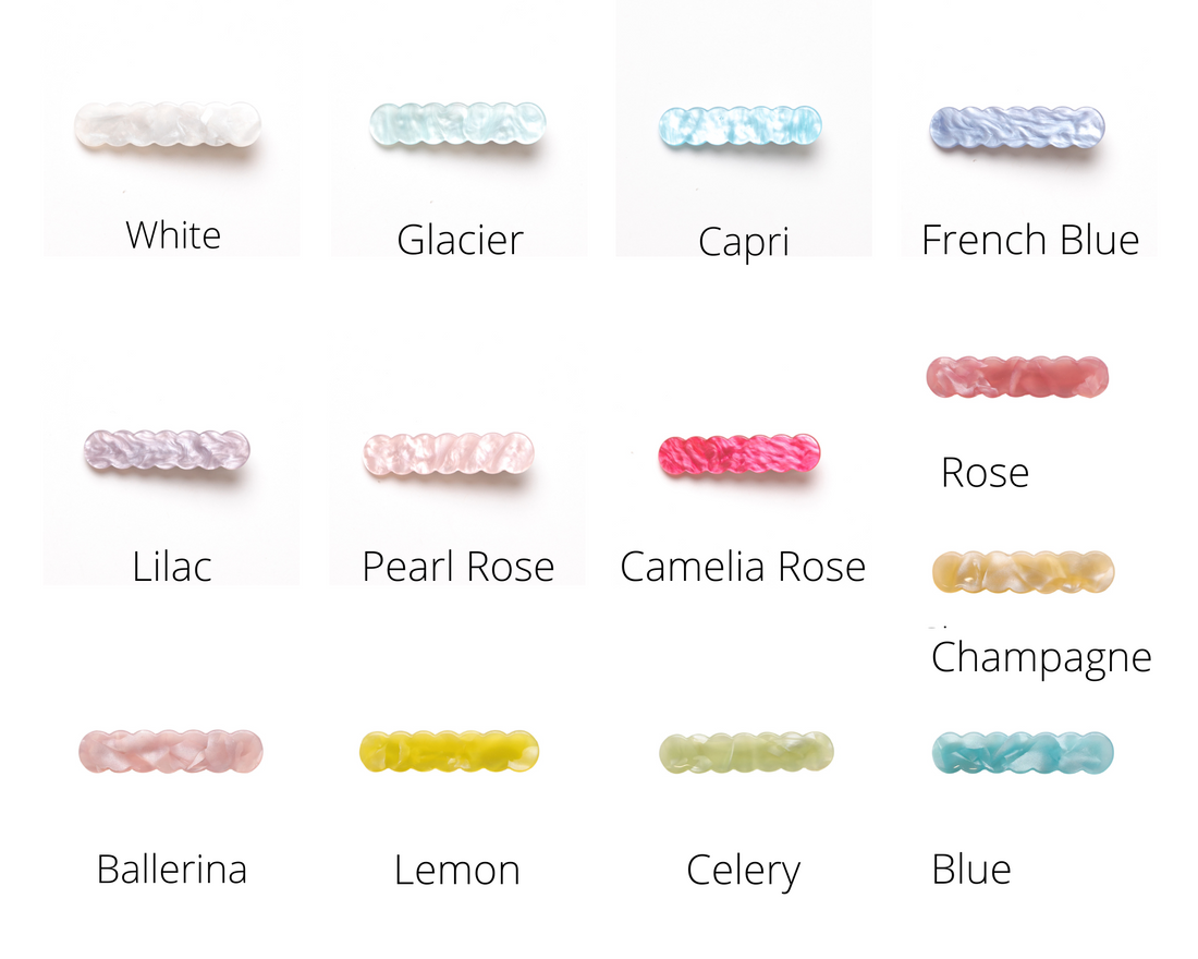 Scalloped Acrylic Hair Clip - 20 Glitter & Pearl