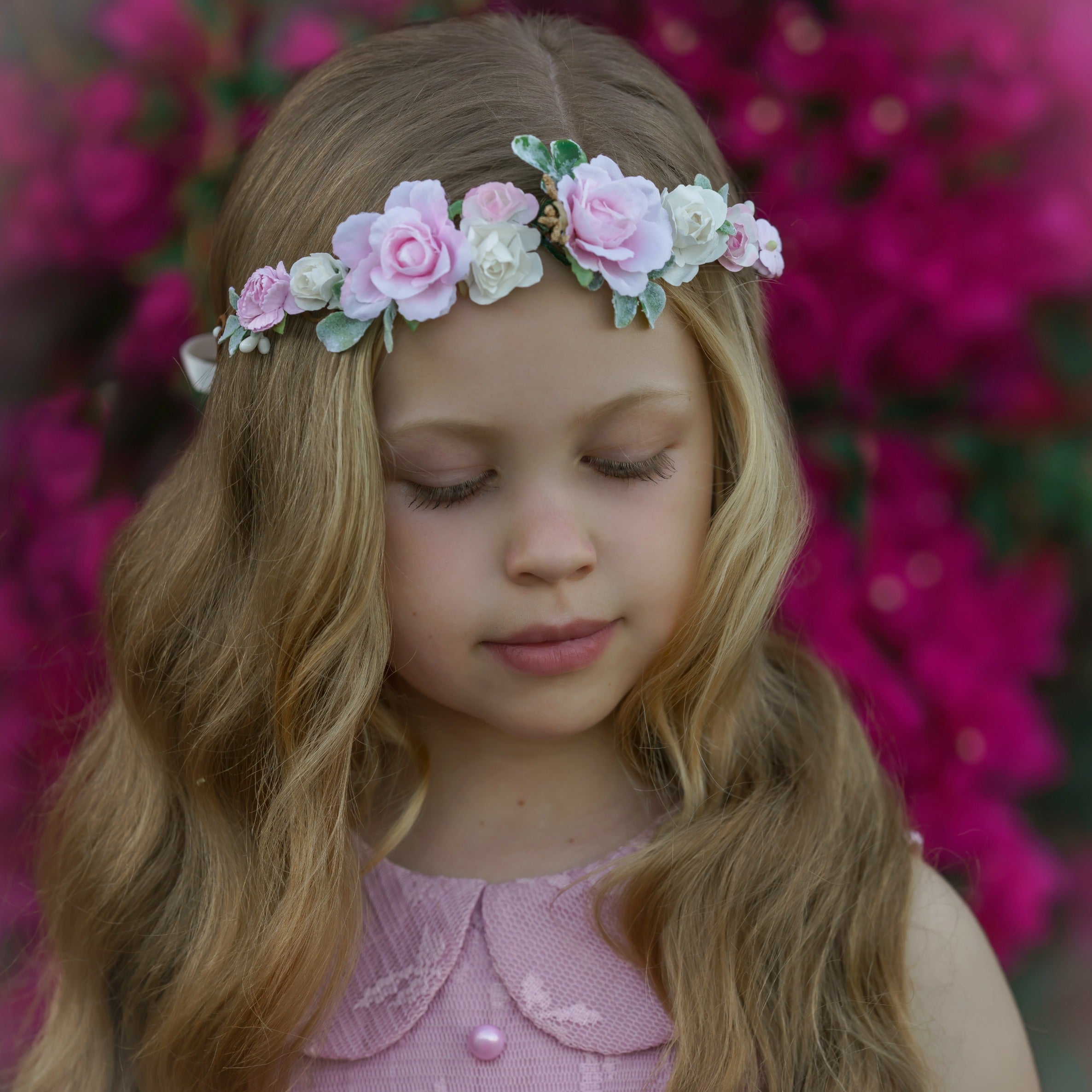 Kennedy Flower Girl Crown Pink Think Pink Bows 9396