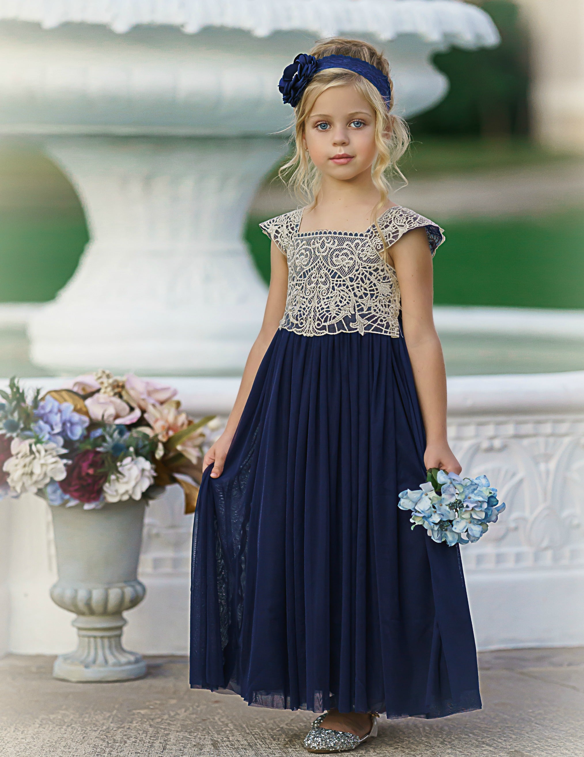Josephine Long Navy Dress #14 12/18 Months