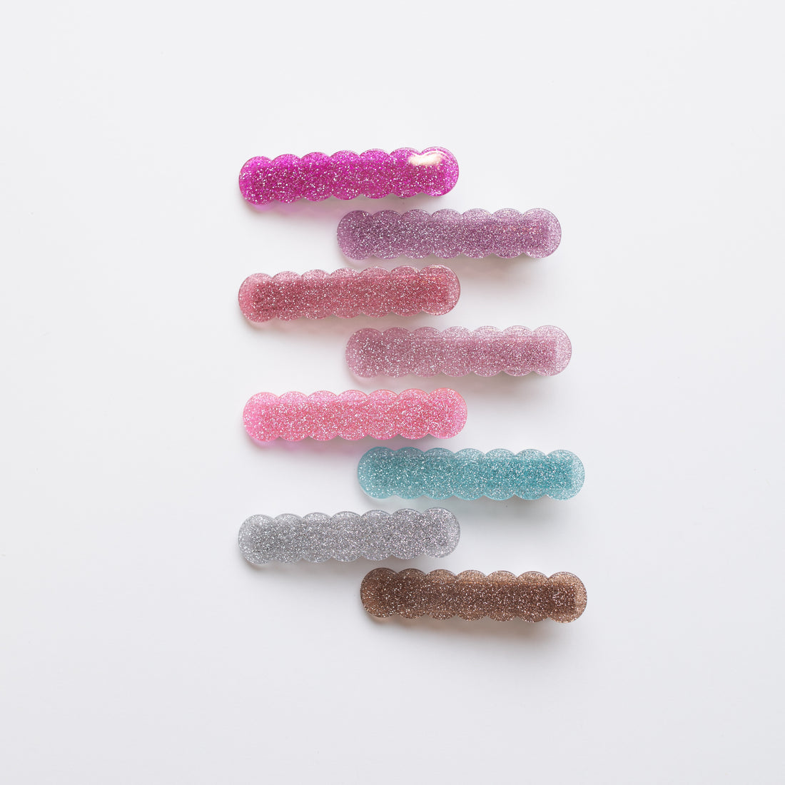 Scalloped Acrylic Hair Clip - 20 Glitter & Pearl