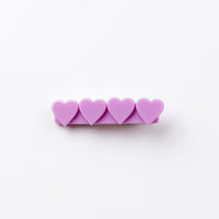 4 Heart Bar Acrylic Hair Clip - 28 Solid Colors