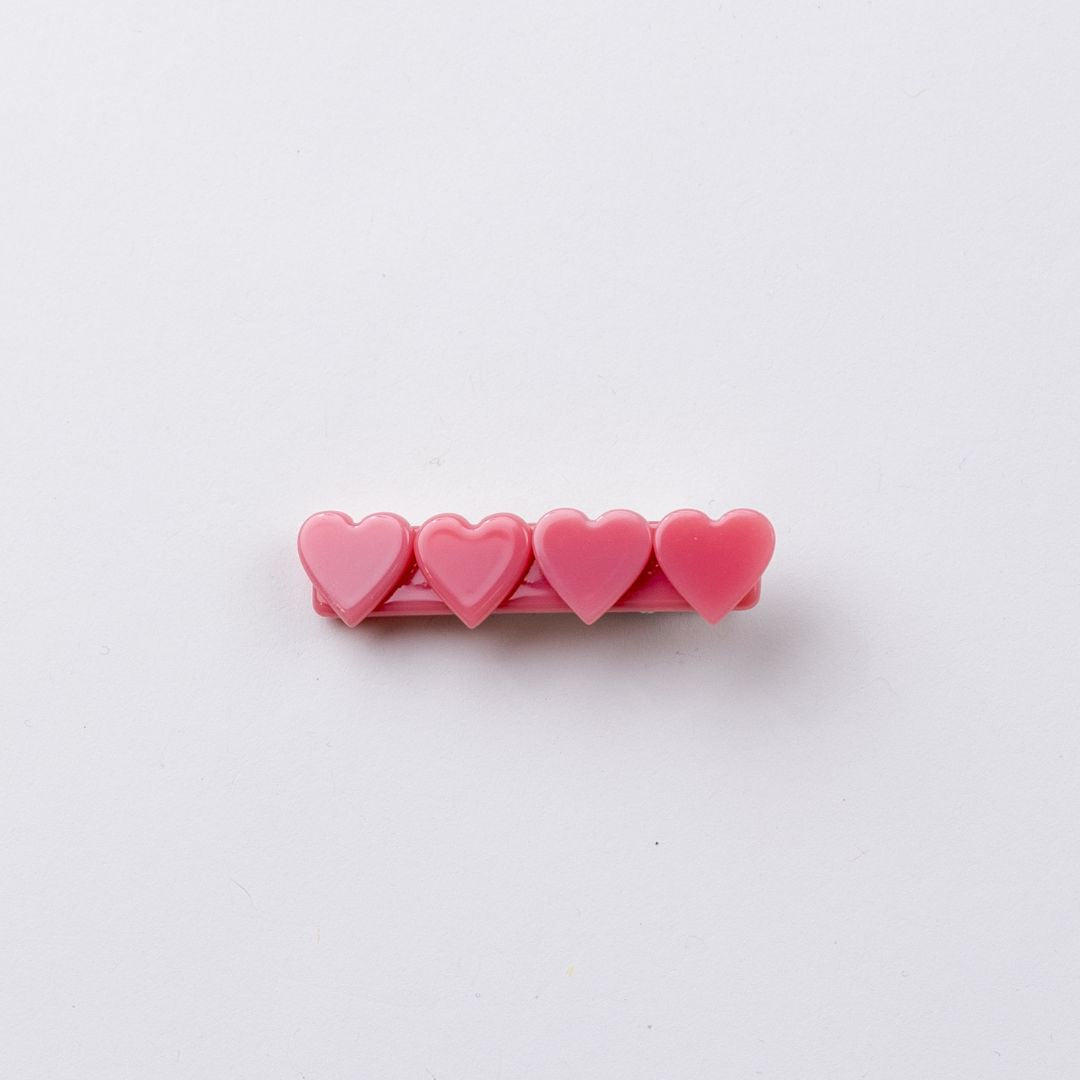 4 Heart Bar Acrylic Hair Clip - 28 Solid Colors