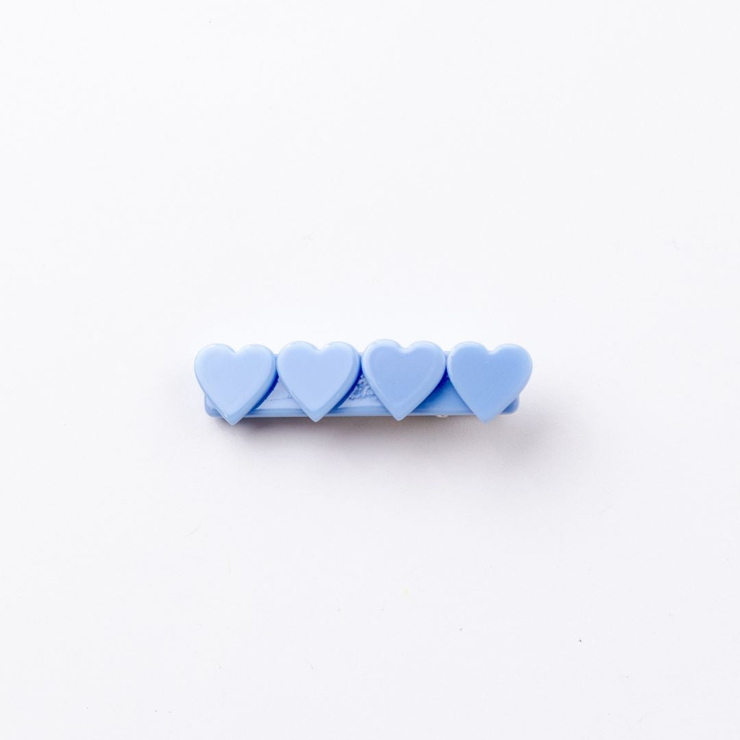 4 Heart Bar Acrylic Hair Clip - 28 Solid Colors