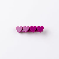 4 Heart Bar Acrylic Hair Clip - 28 Solid Colors