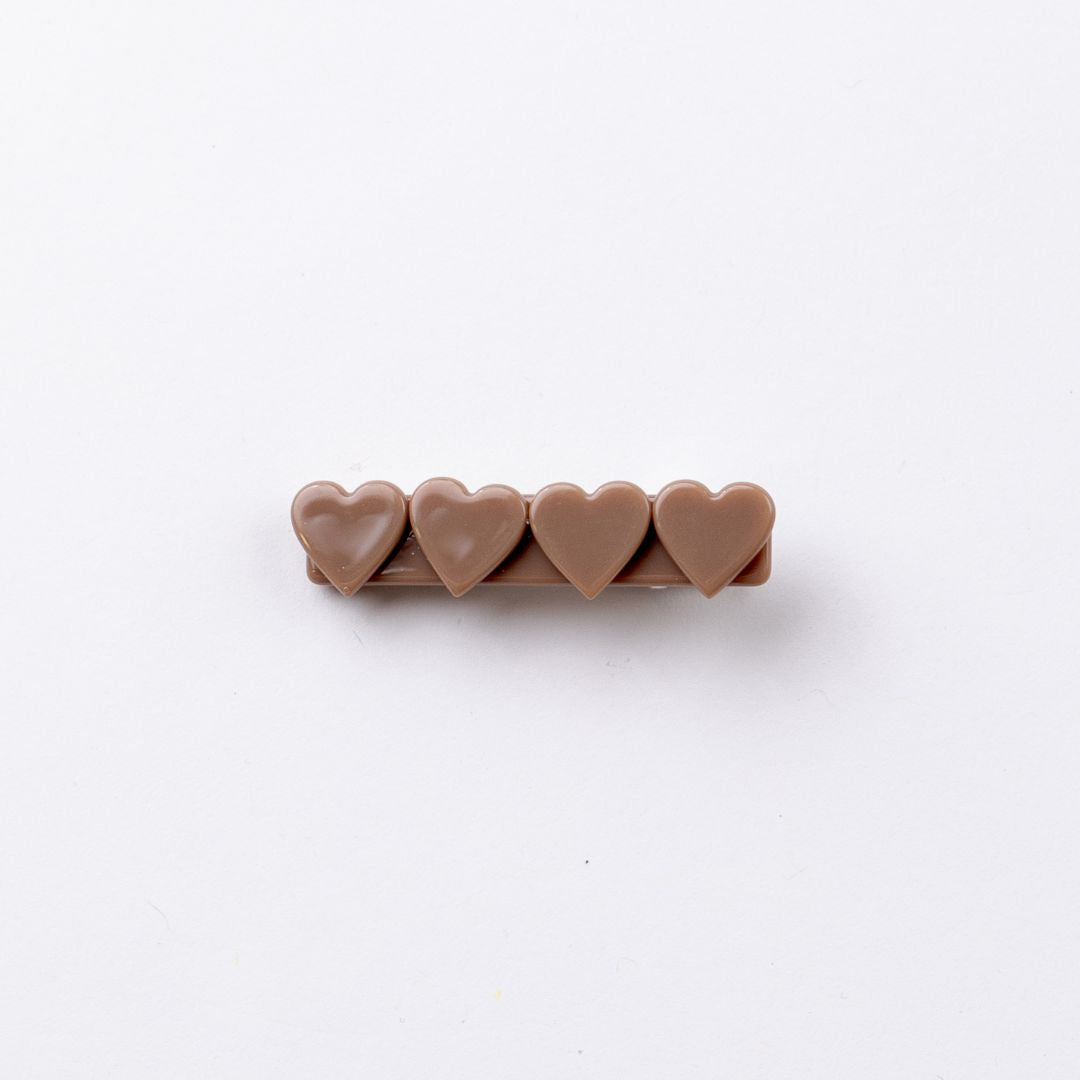 4 Heart Bar Acrylic Hair Clip - 28 Solid Colors