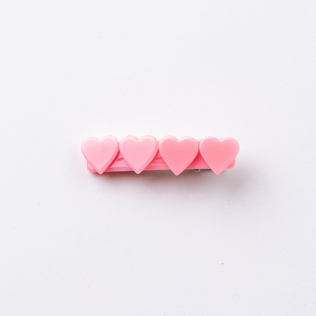 4 Heart Bar Acrylic Hair Clip - 28 Solid Colors