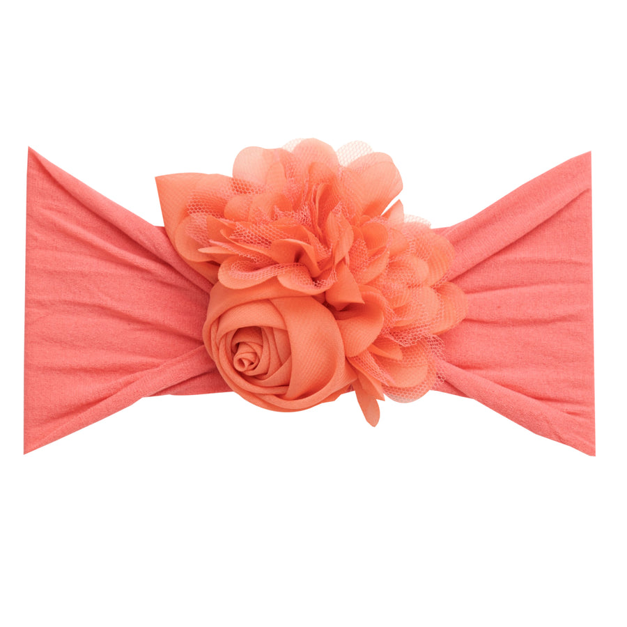 Couture Flower Headwrap - Coral