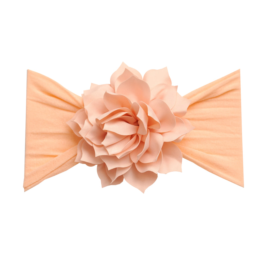 Dahlia Nylon Flower Headwrap - Peach