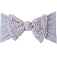 Ari Waffle Bow Headwrap - Pearl Grey